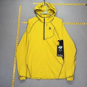 Black Diamond Jacket Mens M Yellow Hoodie Alpenglow Pro Hoody 1/4 Zip Stretch